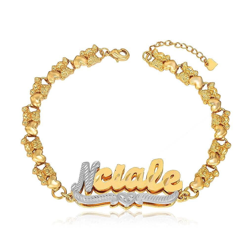 Personalized Name Bracelet Nameplate Love Heart Decor Bracelet Jewelry Gifts For Girls - NameNecklace