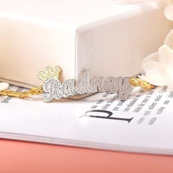 Personalized Name Bracelet With Crown Chain Hip Hop Bracelet Jewelry Gifts For Men - NameNecklace