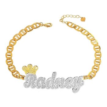Personalized Name Bracelet With Crown Chain Hip Hop Bracelet Jewelry Gifts For Men - NameNecklace