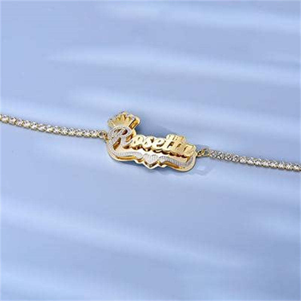 Personalized Name Bracelet With Crown Adjustable Bracelet Jewelry Gifts For Women - NameNecklace