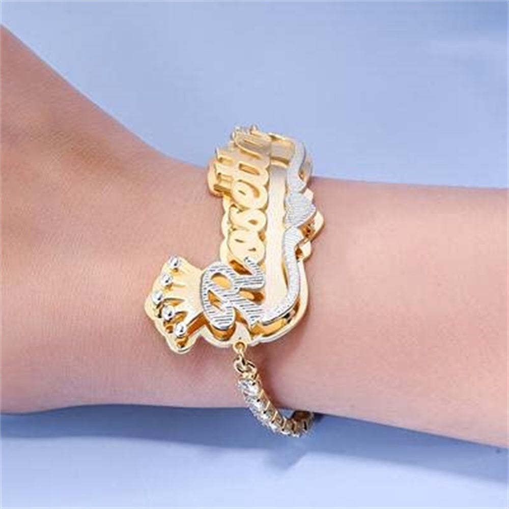 Personalized Name Bracelet With Crown Adjustable Bracelet Jewelry Gifts For Women - NameNecklace
