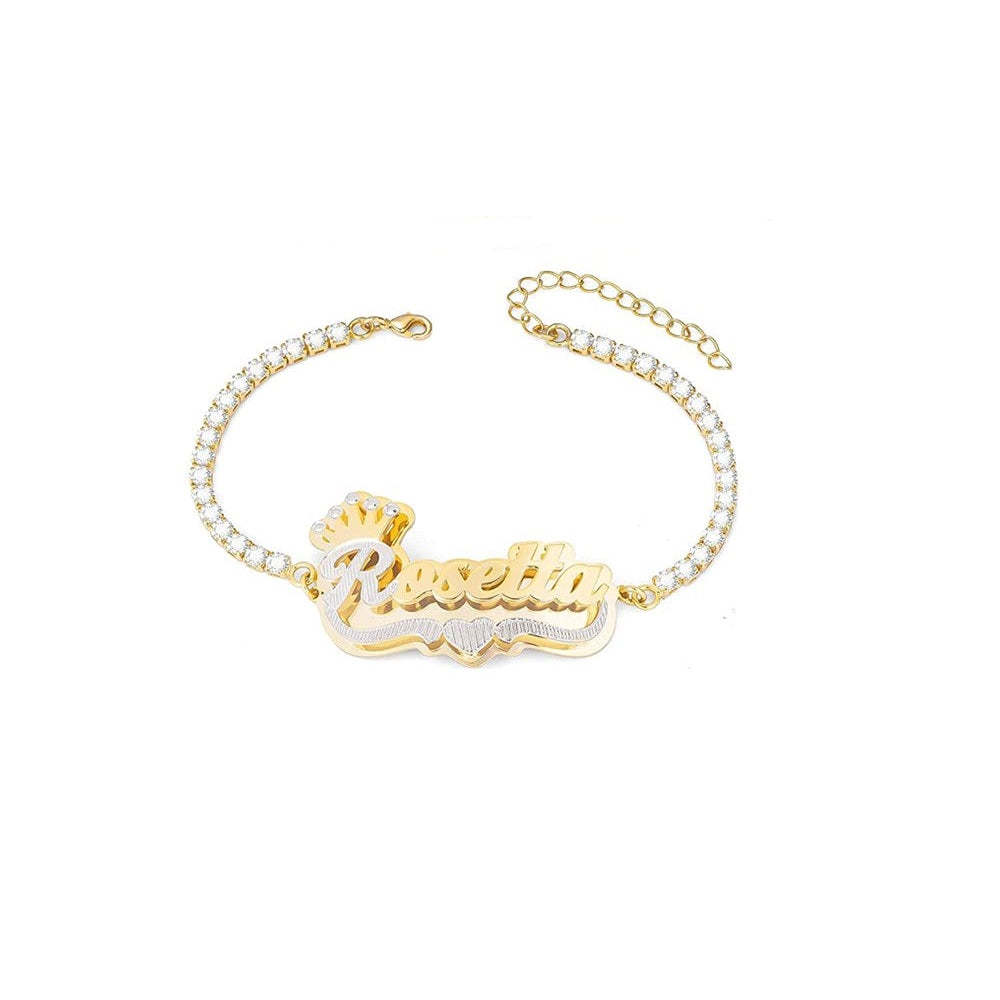 Personalized Name Bracelet With Crown Adjustable Bracelet Jewelry Gifts For Women - NameNecklace