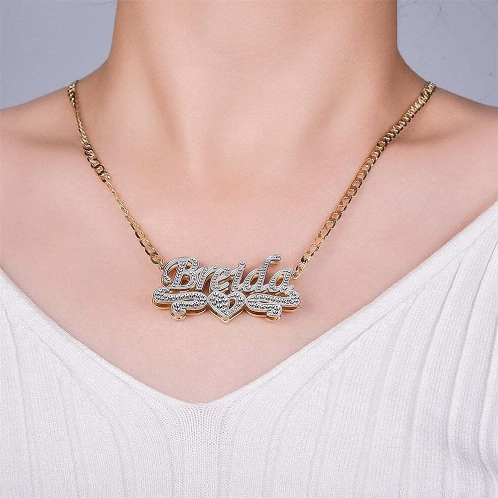 Personalized Name Necklace Love Heart Decor Necklace Gifts for Women - NameNecklace