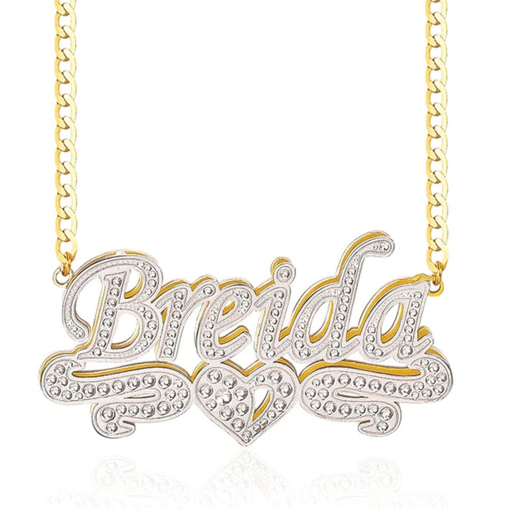 Personalized Name Necklace Love Heart Decor Necklace Gifts for Women - NameNecklace