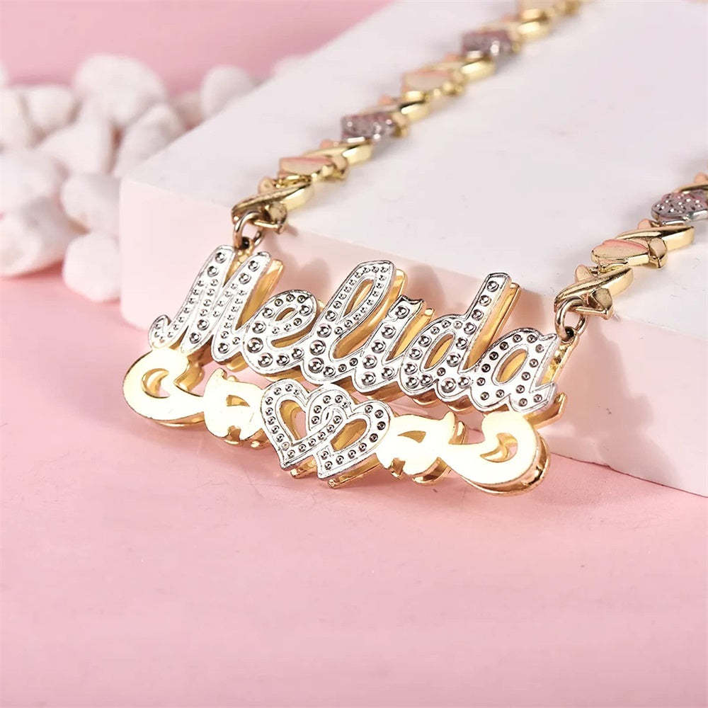 Personalized Name Necklace Hollow Out Heart Necklace Gifts for Women - NameNecklace