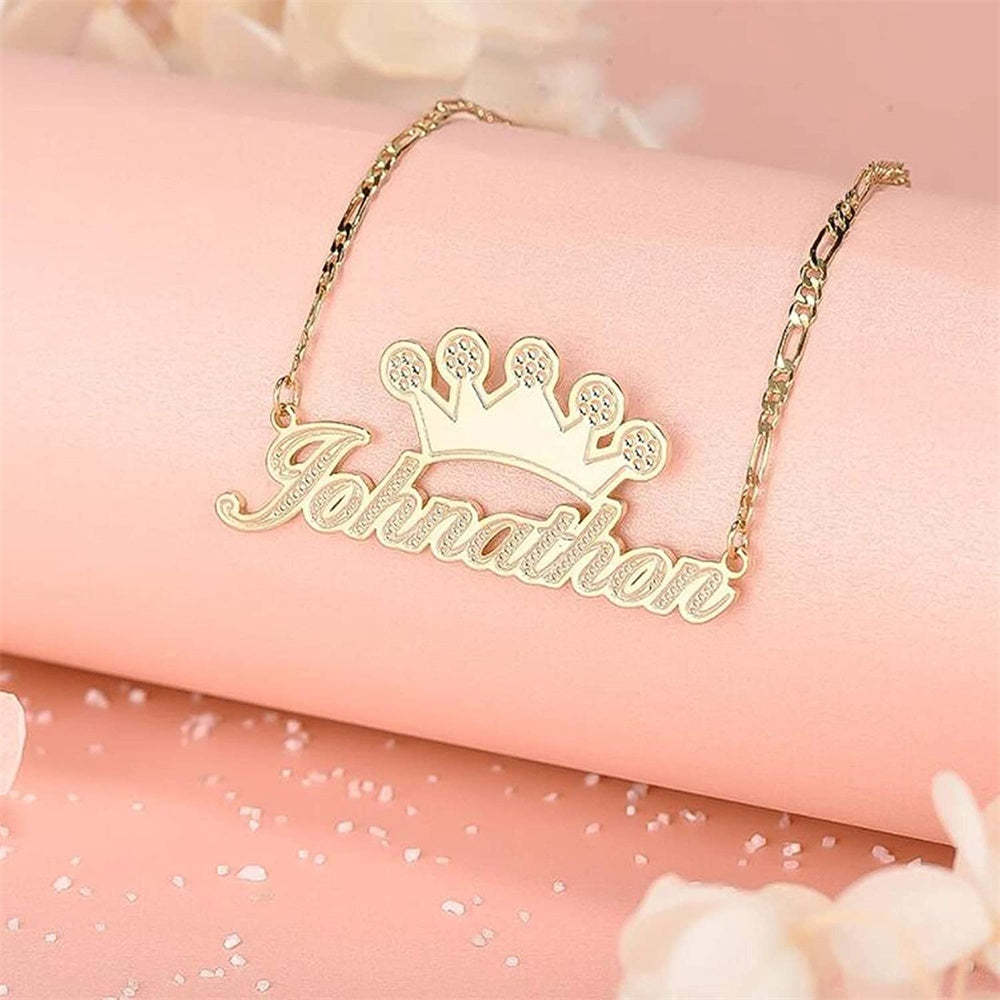Personalized Name Necklace With Crown Metal Necklace Gifts for Men - NameNecklace