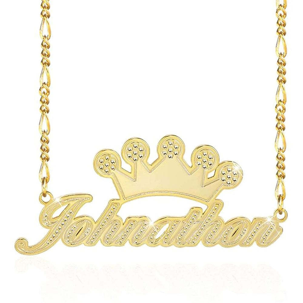 Personalized Name Necklace With Crown Metal Necklace Gifts for Men - NameNecklace