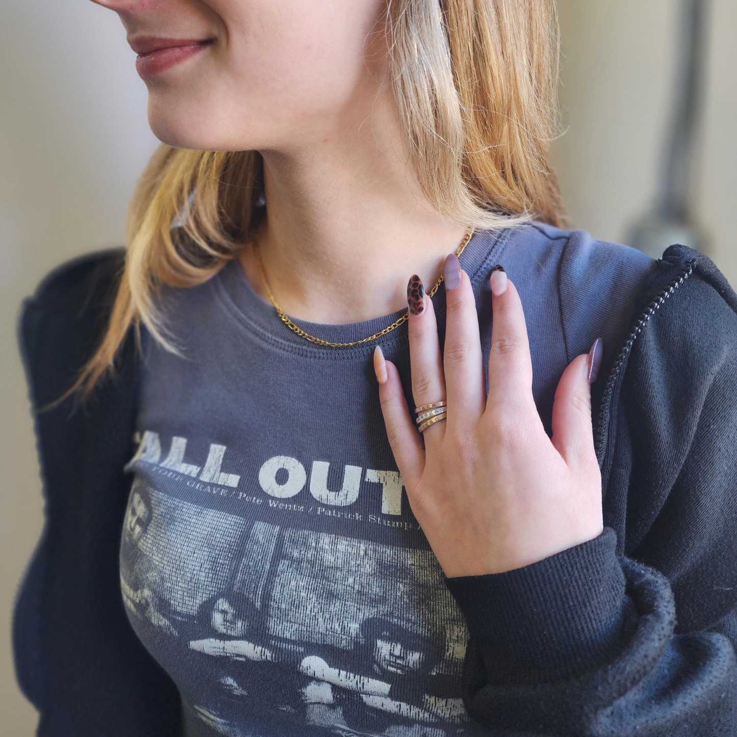 Personalized Stackable Name Ring Set Custom Name Band Ring Dainty Stacking Jewelry Minimalist Engraved Name Ring Set