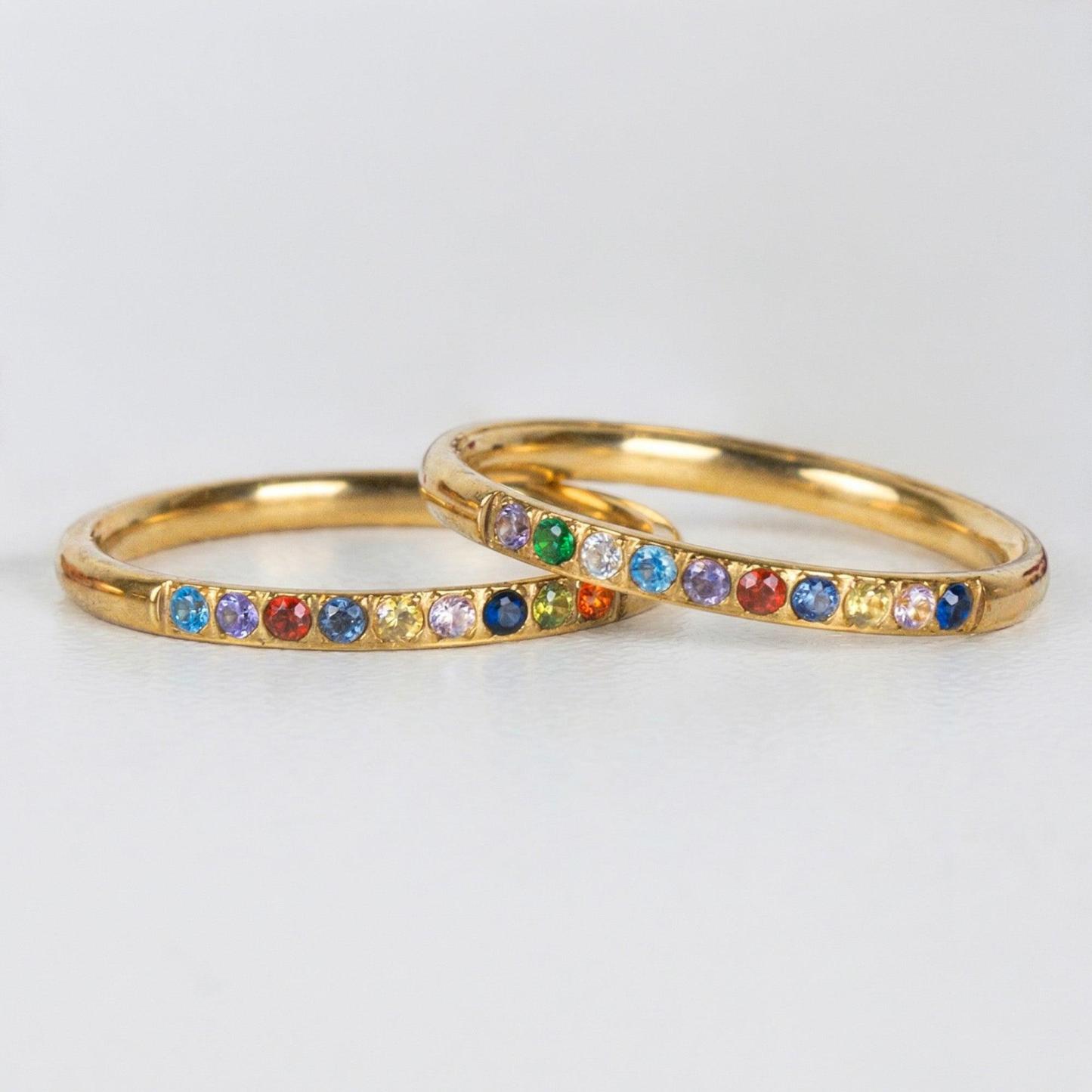 Personalized Birthstone Ring Custom Stackable Dainty Band Dainty  Stackable Gemstone Ring for Her