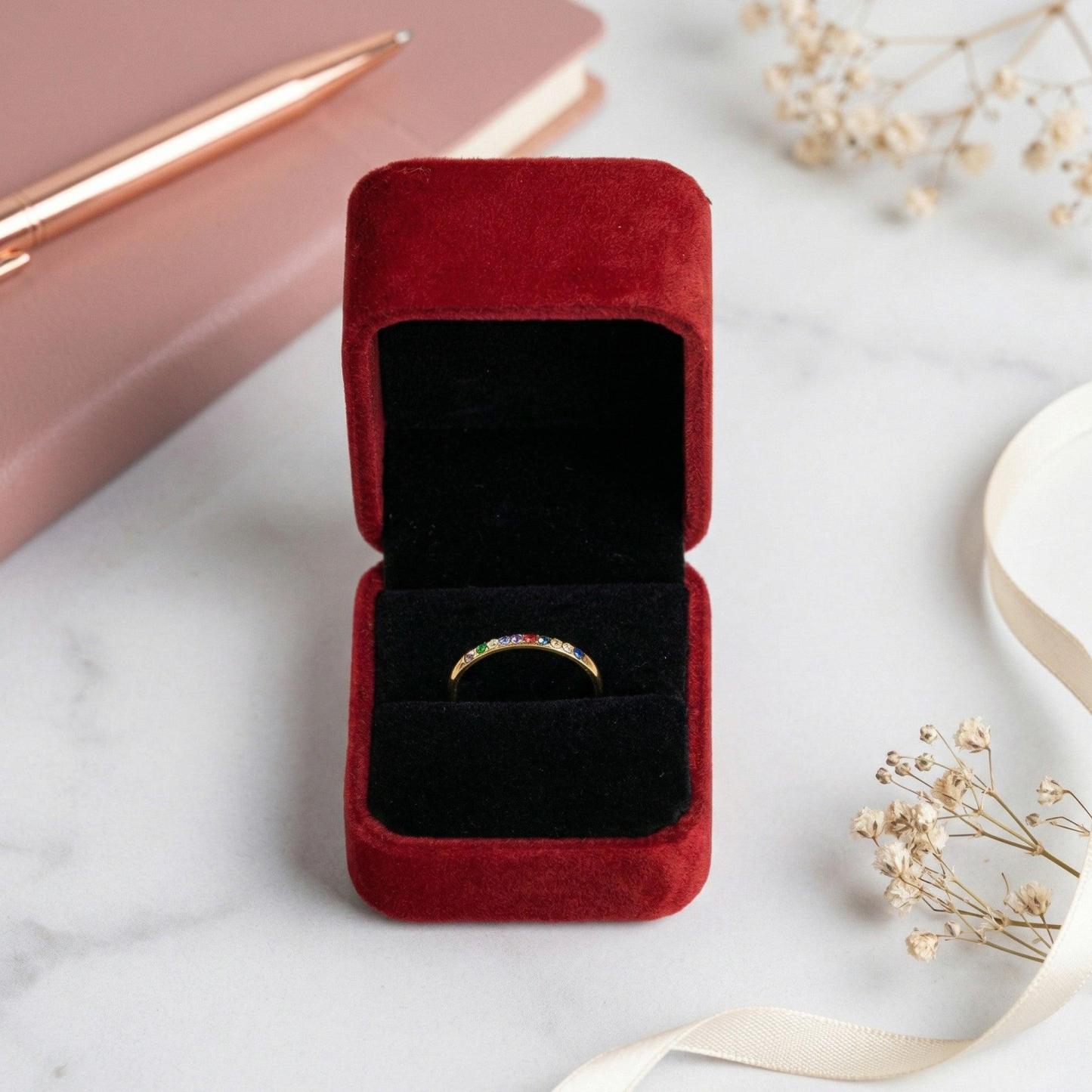 Personalized Birthstone Ring Custom Stackable Dainty Band Dainty  Stackable Gemstone Ring for Her