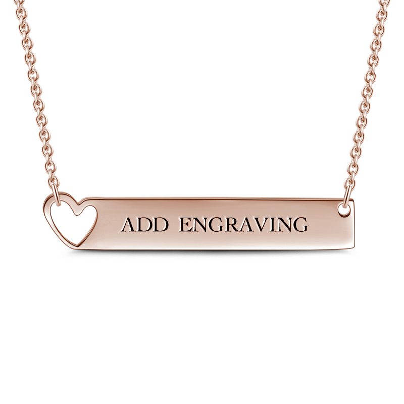 Engravable Heart Bar Necklace Rose Gold