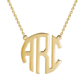 Custom Monogram Pendant Necklace 14K Gold Plated