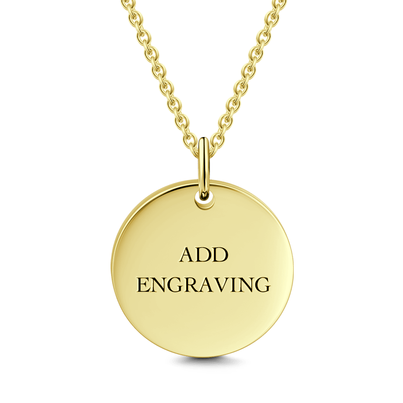 Engravable Circle Hang Tag Necklace 14K Gold Plated