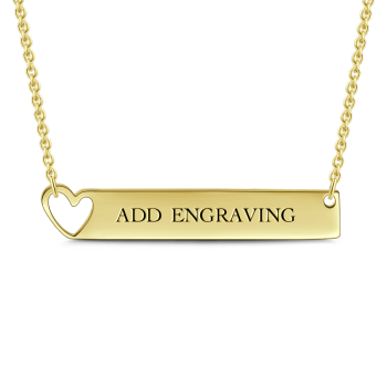 Engravable Heart Bar Necklace 14K Gold Plated