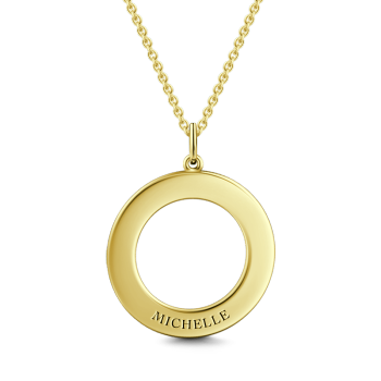 Engravable Disc Necklace 14K Gold Plated