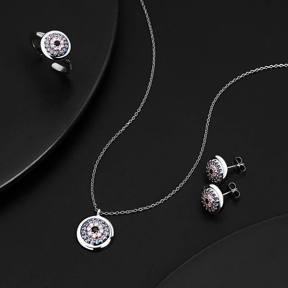 Devil's Eye Earrings Platinum Plated