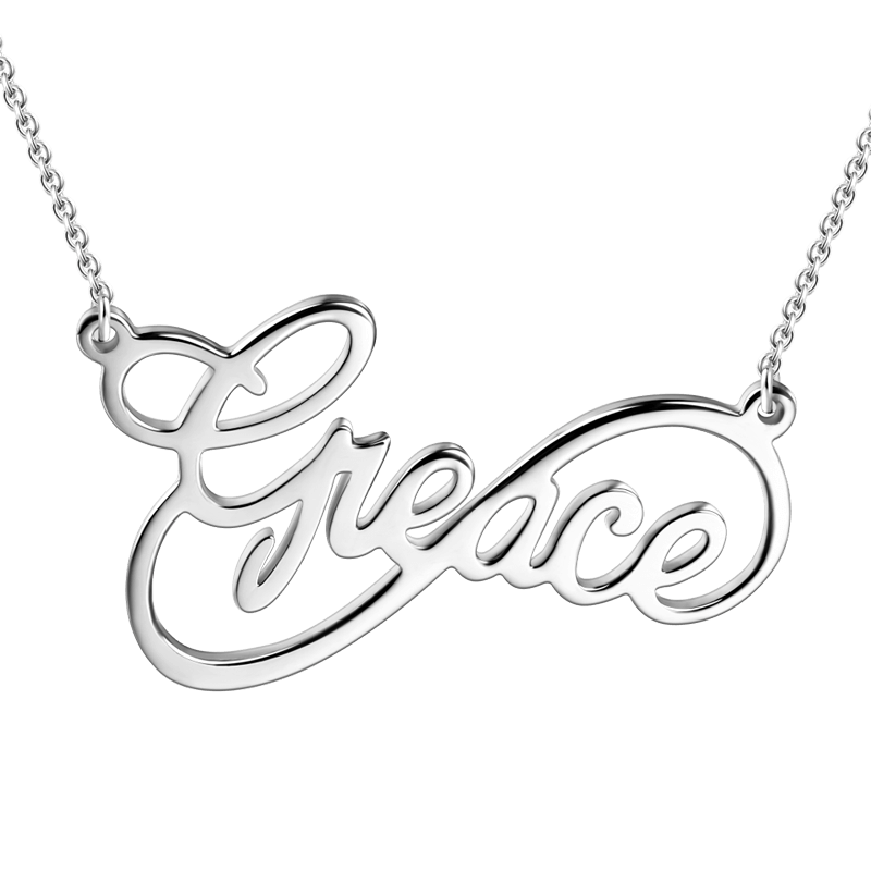 Custom Infinity Name Necklace Silver