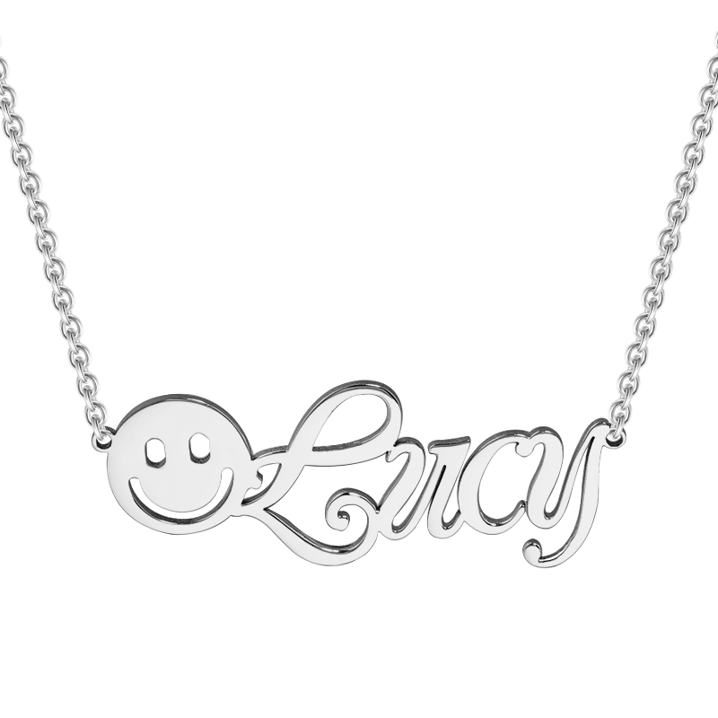 Smiley Name Necklace Silver