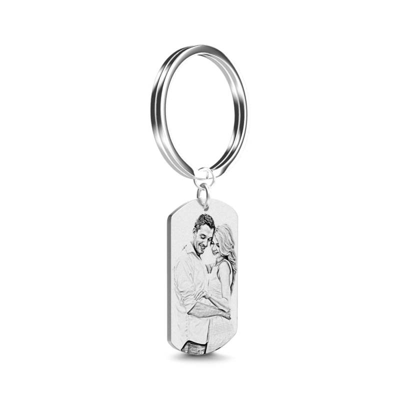 Photo Engraved Tag Key Chain Stainless Steel