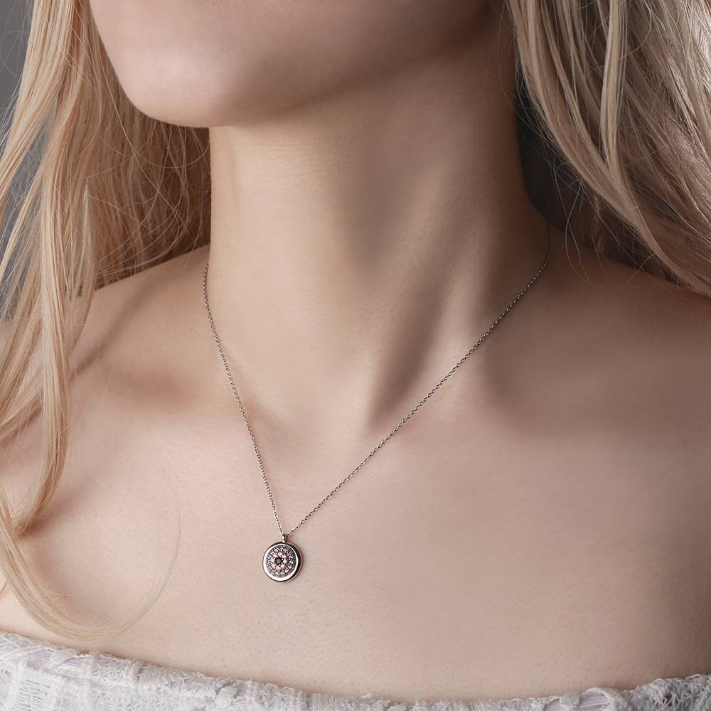 Devil's Eye Pendant Necklace Platinum  Plated