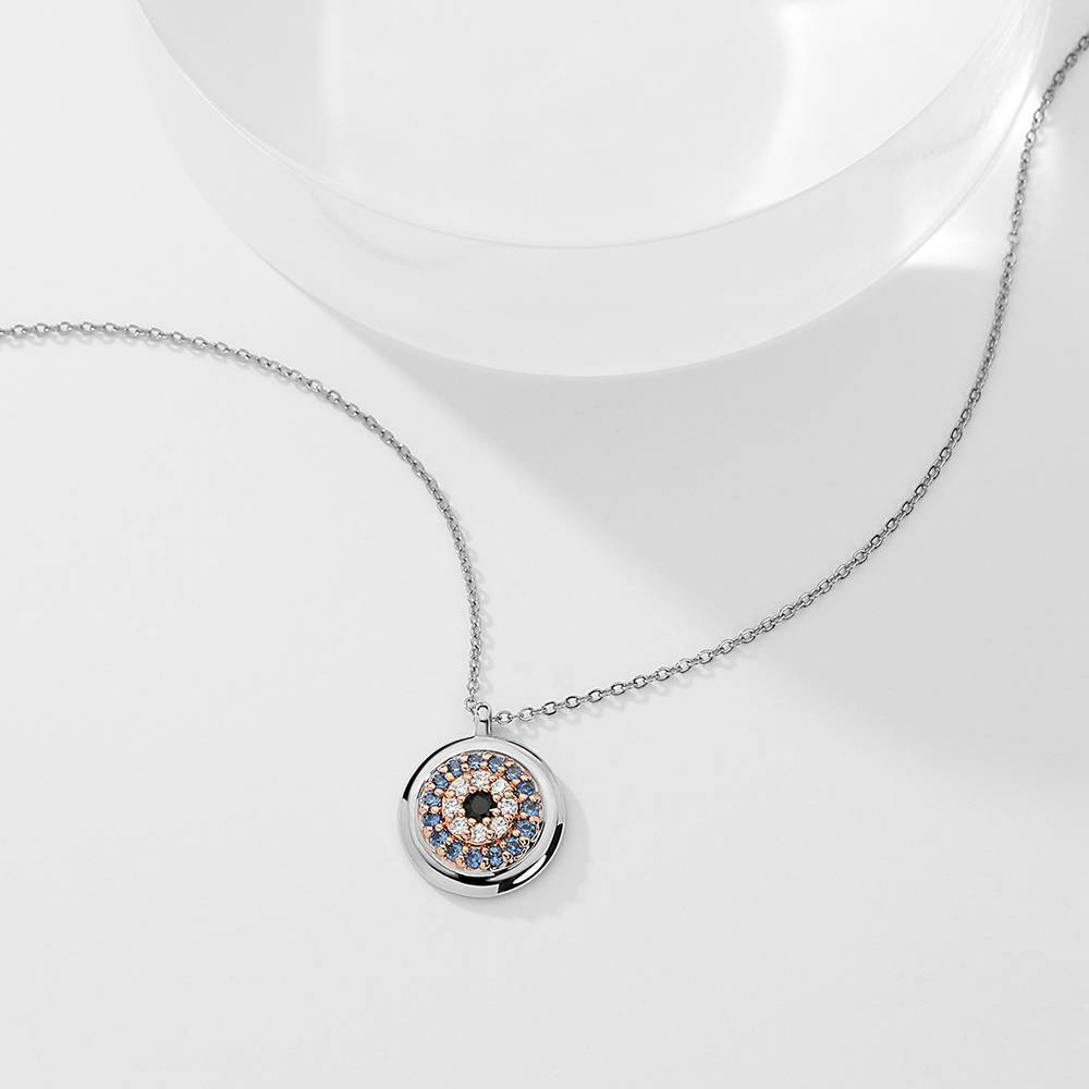 Devil's Eye Pendant Necklace Platinum  Plated
