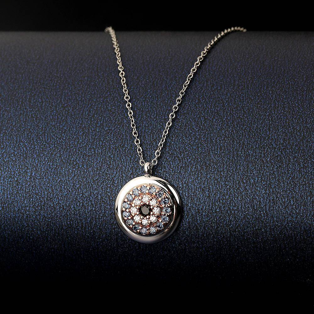 Devil's Eye Pendant Necklace Platinum  Plated