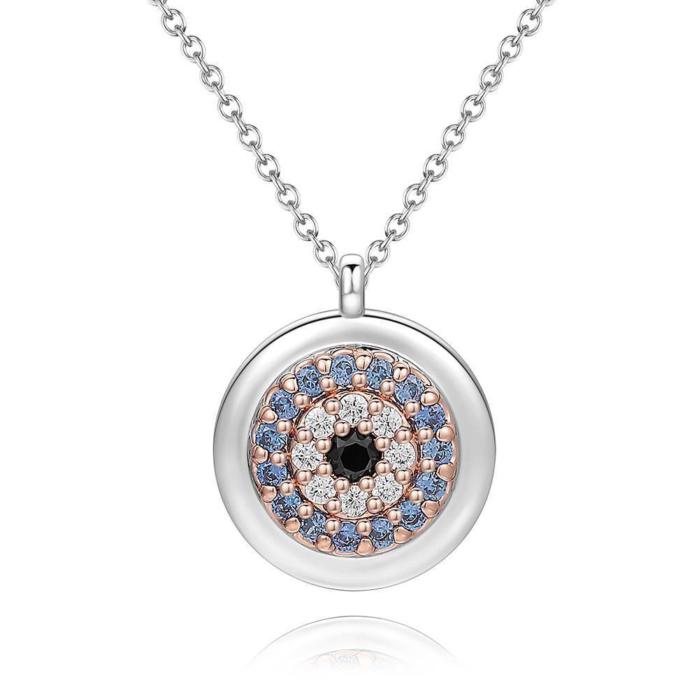 Devil's Eye Pendant Necklace Platinum  Plated