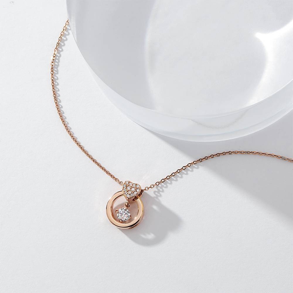 Floating Heart Pendant Necklace Rose Gold Plated