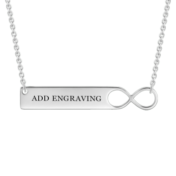 Engravable Infinity Bar Necklace Silver