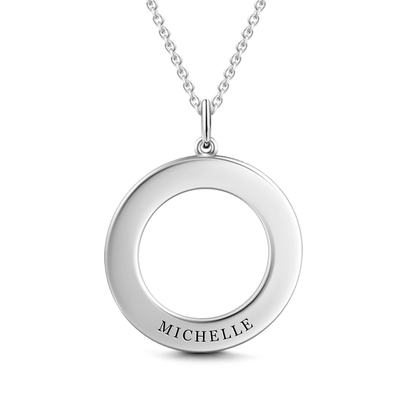 Engravable Disc Necklace Silver
