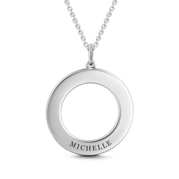Engravable Disc Necklace Silver