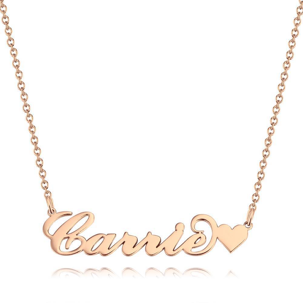 Mother's Day Gift Carrie Style Custom Name Necklace with Little Heart Unique Gift 14K Gold