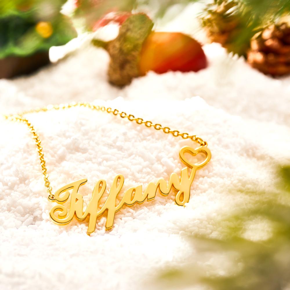 Personalized Copper Custom Name Necklace with Little Heart, Christmas Gifts for Girls