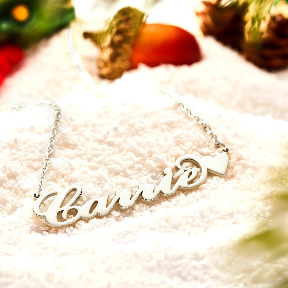 Carrie Style Custom Name Necklace with Little Heart Unique Gift Rose Gold For Her