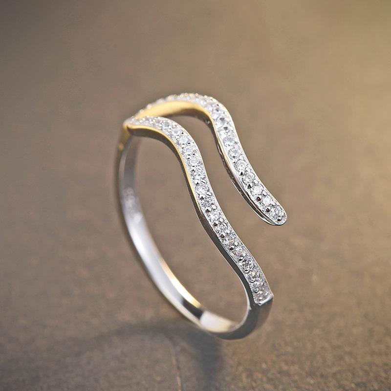 925 Sterling Silver 12 Zodiac Constellation Zircon Adjustable Open Ring for Women - Horoscope Statement Jewelry