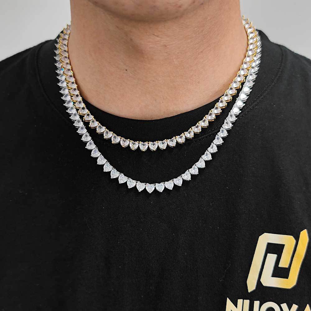 Heart Zirconia Necklace Spring Clasp Tennis Necklace - NameNecklace