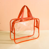 Clear Waterproof PVC Travel Toiletry Bag Beach Storage Tote - Dark Orange