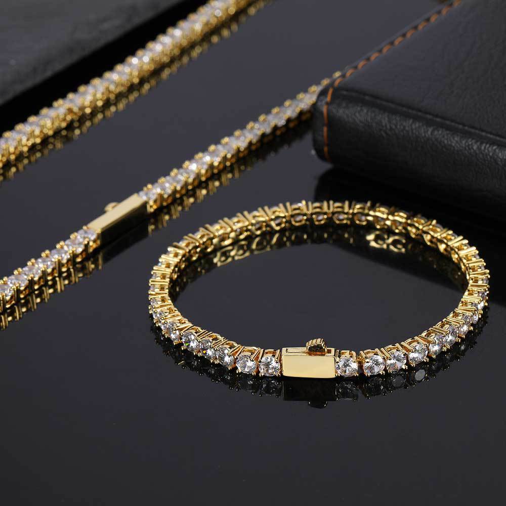 Classic Gold Tennis Bracelet Hip Hop Style - NameNecklace