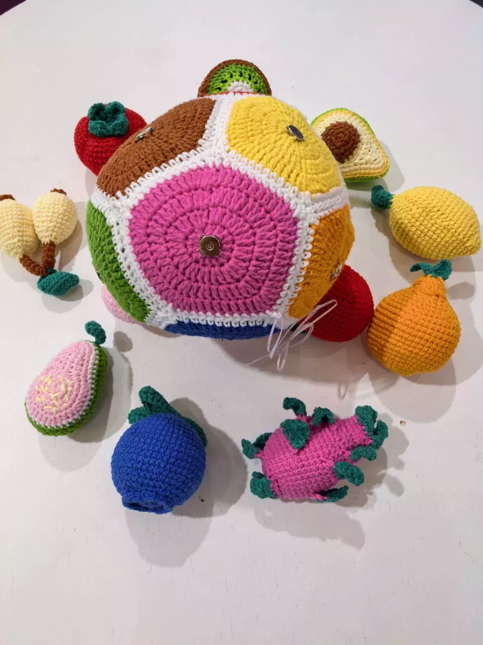 Montessori Crochet Fruit Puzzle Ball Toy Handmade Crochet Fruit Matching Puzzle Ball Toddler Educational Toy