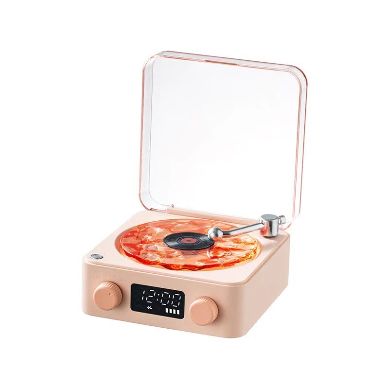 Retro Mini TurntaRetro Mini Wave Turntable White Noise Machine & Bluetooth Speaker - 7 Colors, 4 Soothing Sounds, RGB/Breathing LED Bedside Night Light/Clock