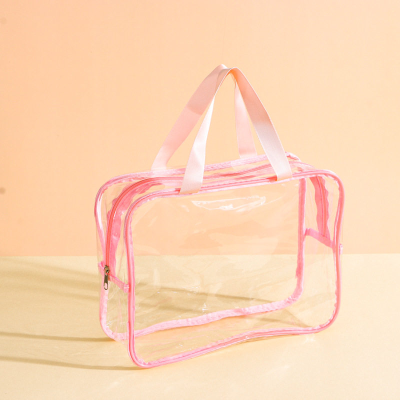 Clear Waterproof PVC Travel Toiletry Bag Beach Storage Tote - Dark Blue