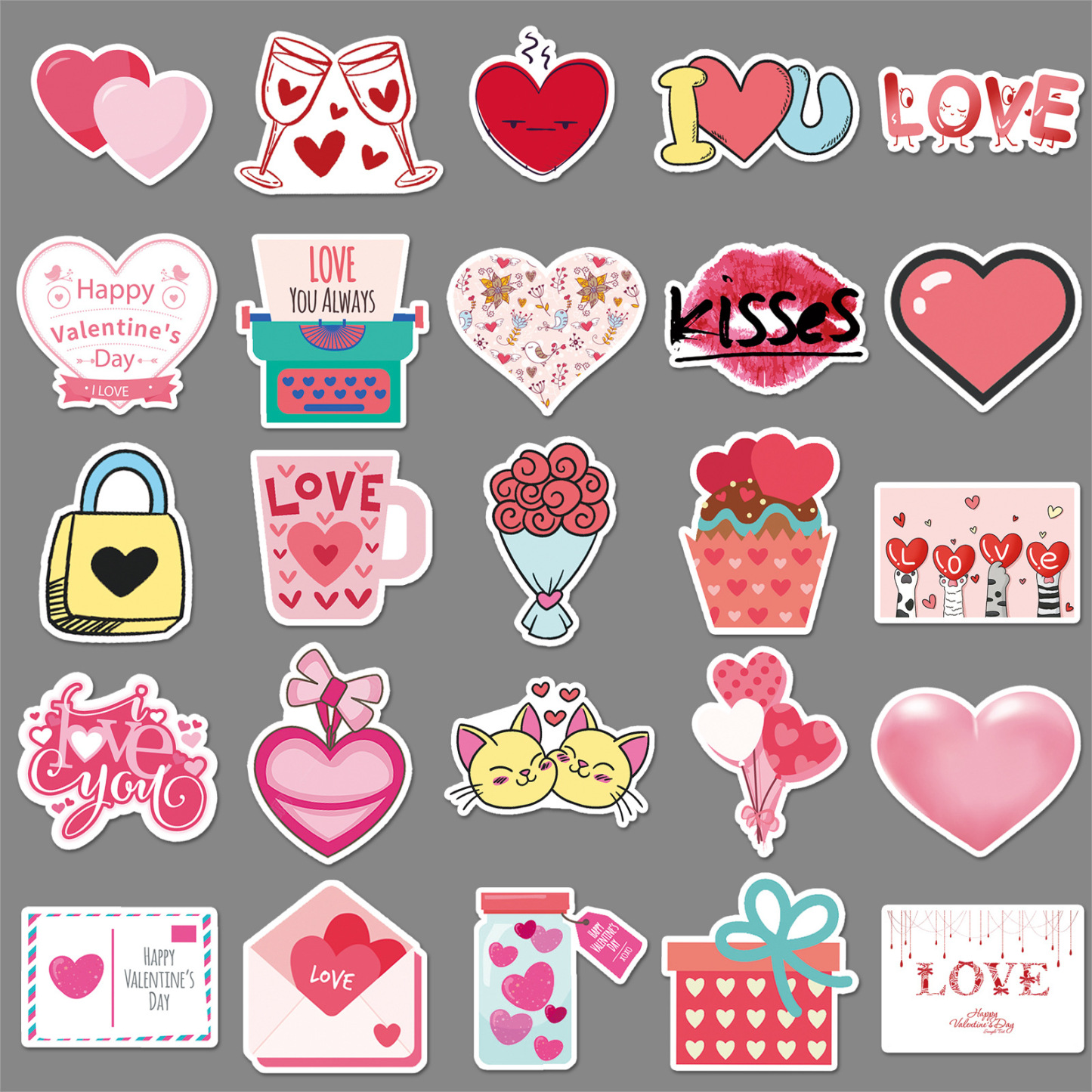 Cartoon Personality DIY Sweet Valentine's Day Graffiti Creative Luggage Laptop Car Sticker 50 sheets