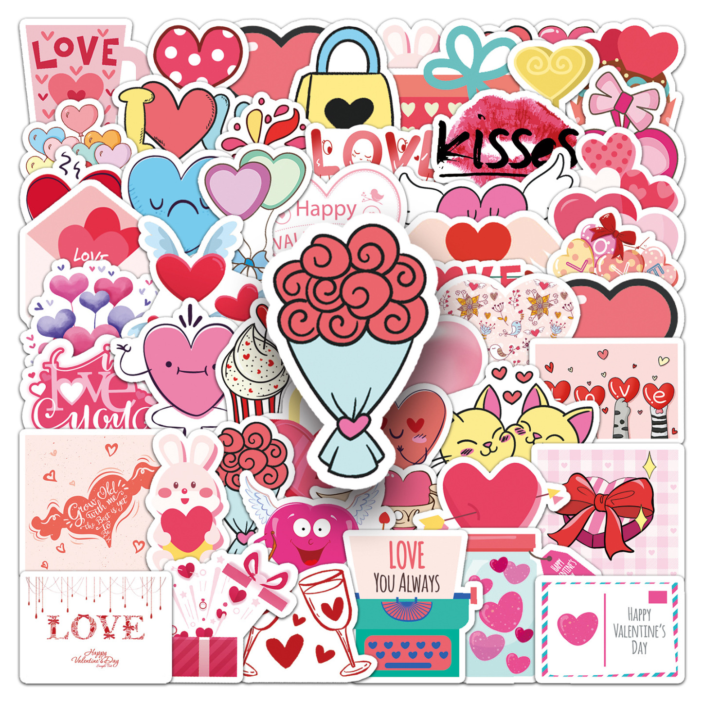 [Copy]Cartoon Personality DIY Sweet Valentine's Day Graffiti Creative Luggage Laptop Car Sticker 50 sheets