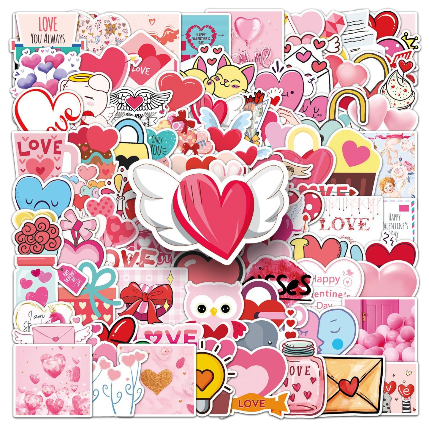 Cartoon Personality DIY Sweet Valentine's Day Graffiti Creative Luggage Laptop Car Sticker 50 sheets