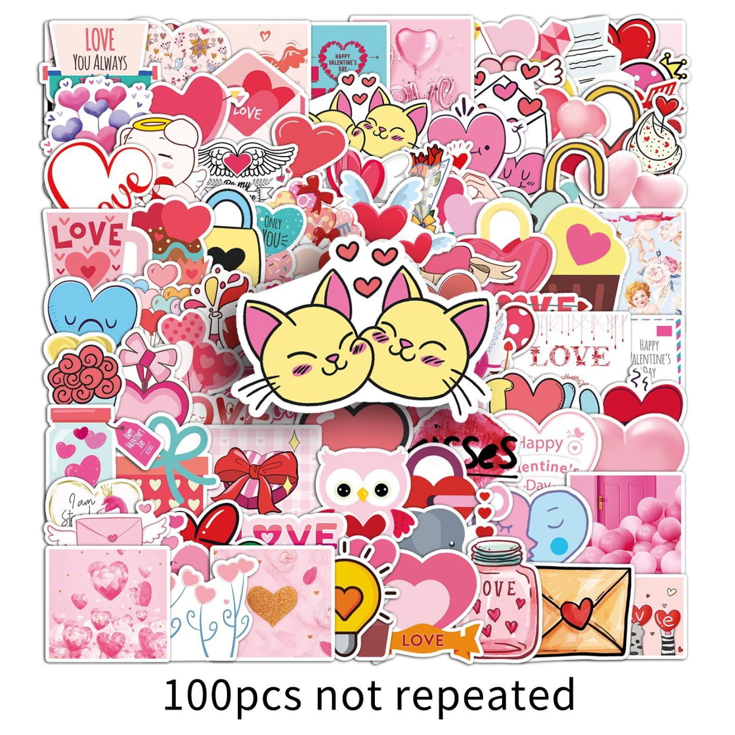 Cartoon Personality DIY Sweet Valentine's Day Graffiti Creative Luggage Laptop Car Sticker 50 sheets