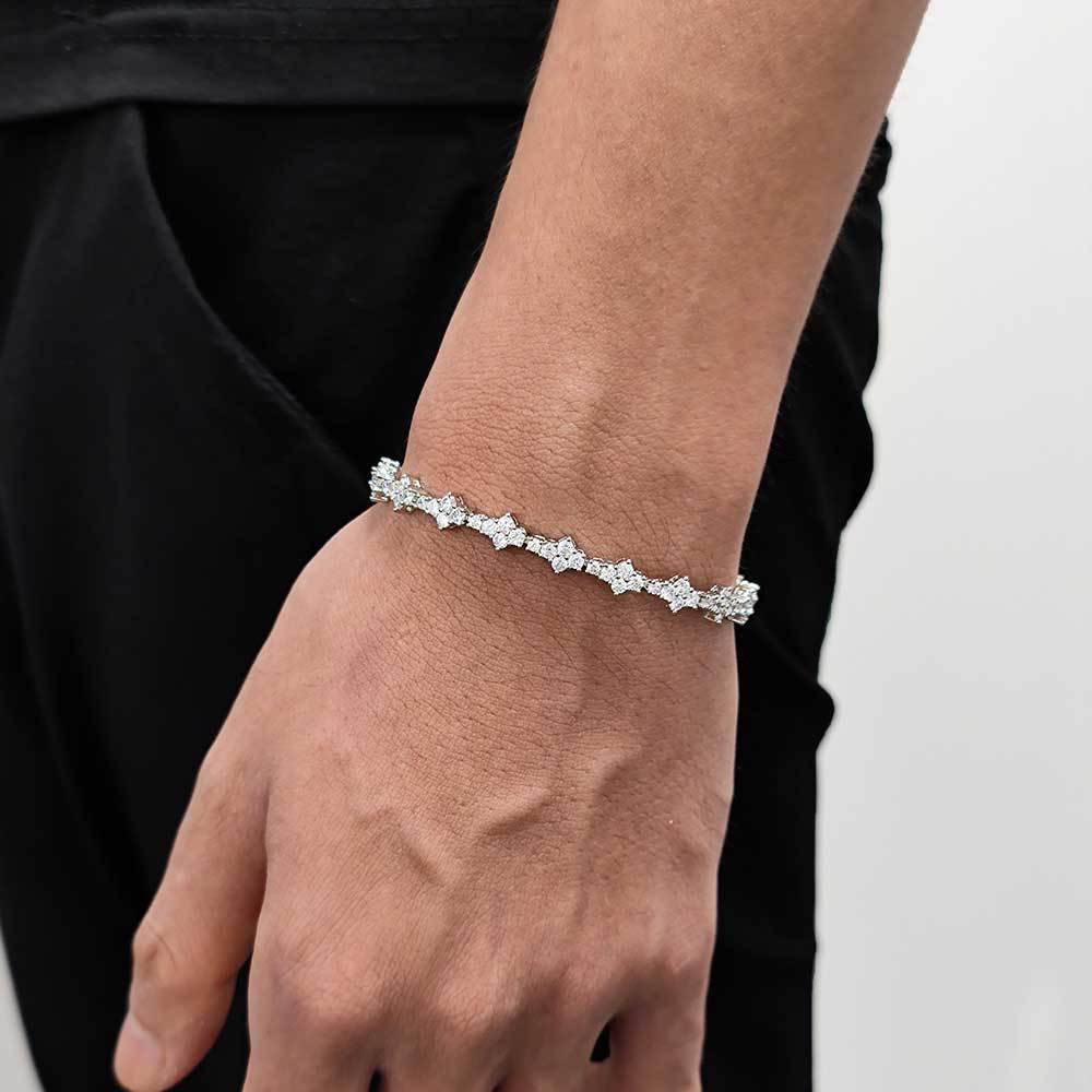 Spring Clasp Zirconia Tennis Bracelet Single Row Chain - NameNecklace