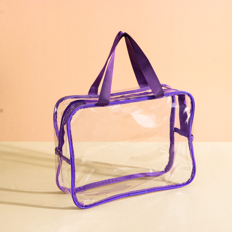 Clear Waterproof PVC Travel Toiletry Bag Beach Storage Tote - Purple
