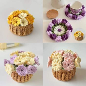Handmade Crochet Lily of the Valley Coaster Set with Transformable Floral Design Eco-Friendly Home Decor Unique Gift for Mom