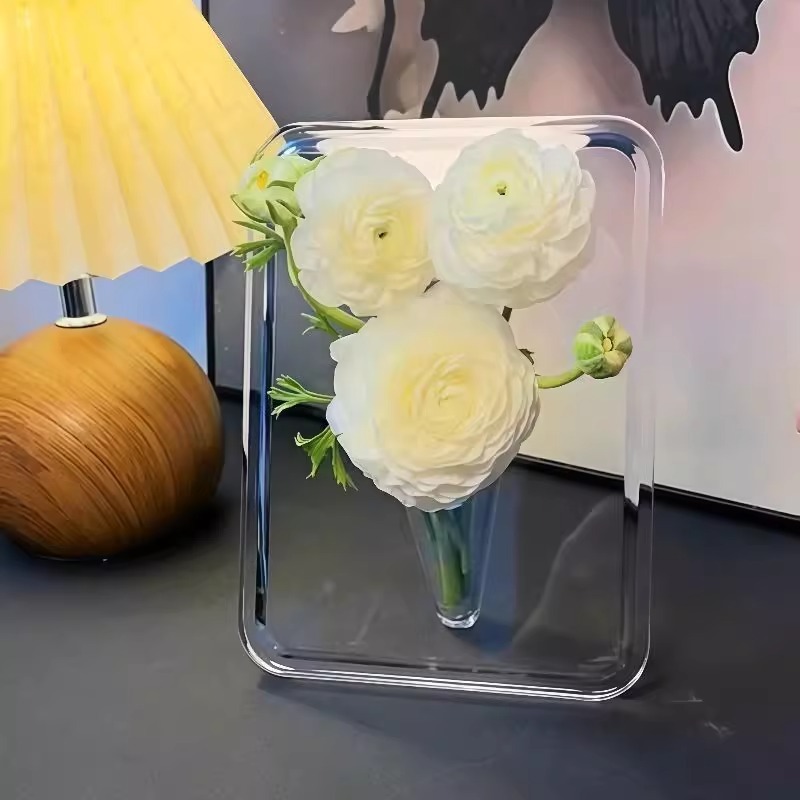 Transparent Acrylic Vase for Tabletop – Modern Home & Office Decoration