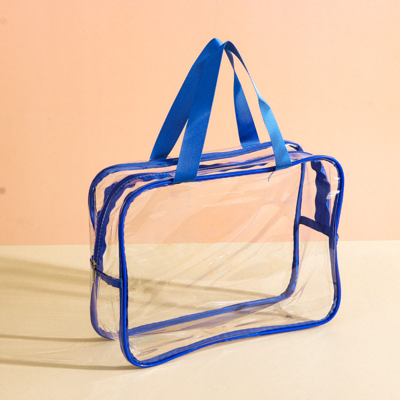 Clear Waterproof PVC Travel Toiletry Bag Beach Storage Tote - Dark Blue